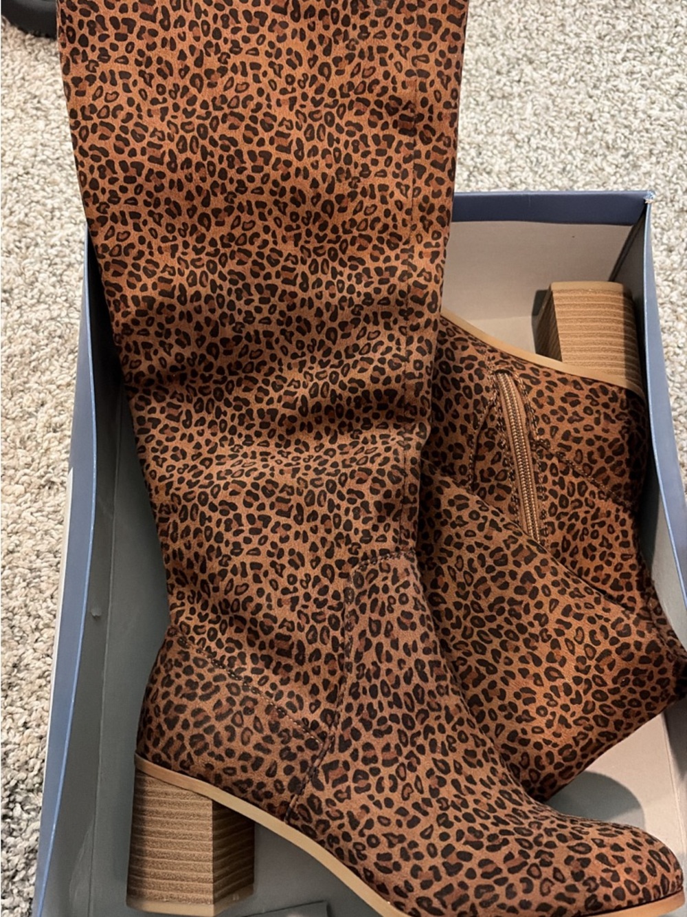 Universal Thread Leopard Print Over-the-Knee Block Heel Boots - Brown/Black